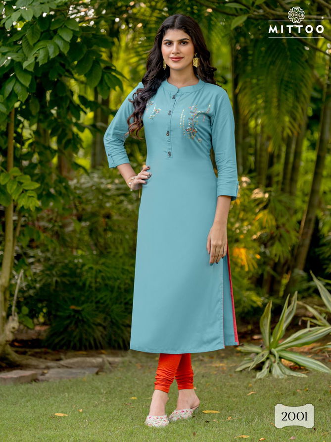 Exotica By Mittoo Rayon Designer Surat Kurtis Wholesale Market